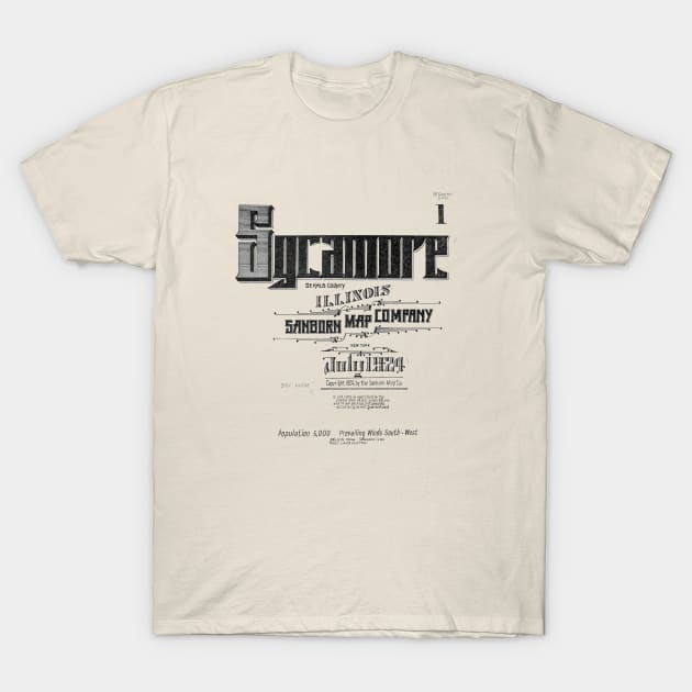 Sycamore, illinois Sanborn Map 1924 T-Shirt by ThriftyBish